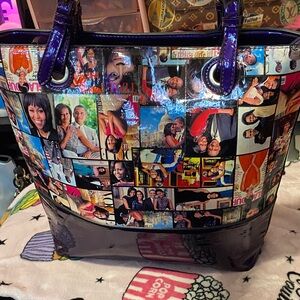 Vibrant Collage Tote Bag with Purple Accents